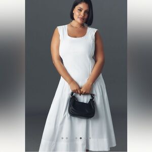 By Anthropologie Sleeveless Scoop-Neck Midi Dress White Size XL Coastal Party